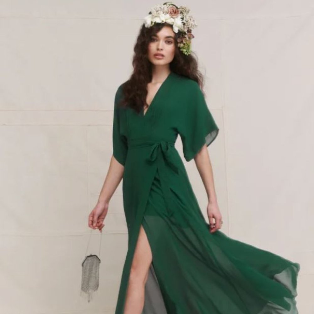 Reformation Winslow Dress, Emerald XS